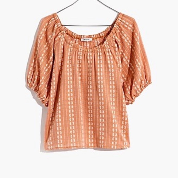 Madewell Tops - Madewell Puff-Sleeve Swing Cotton Top in Floral Striped Jacquard Size S